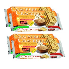 Sophia Cracker Italian Sesame 8.8oz (4-pack) | Rustic Sesame Crackers for Charcuterie & Cheese Boards | Artisan Italian Seed Crackers | Gourmet Savory Snacks | Saltine-Style Toasted Crostini