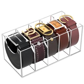 ANTEISI Belt Organizer, Acrylic Belt Organizer, 5 Compartment Belt Organizer for Closet, Belt Organizer for Drawer，Belt and tie Organizer，Tidy up Belts and Ties, Socks for Drawer and Closet