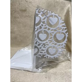 Danish Heart Tree Metal Bookends Laser Cut Powder Coating Color White