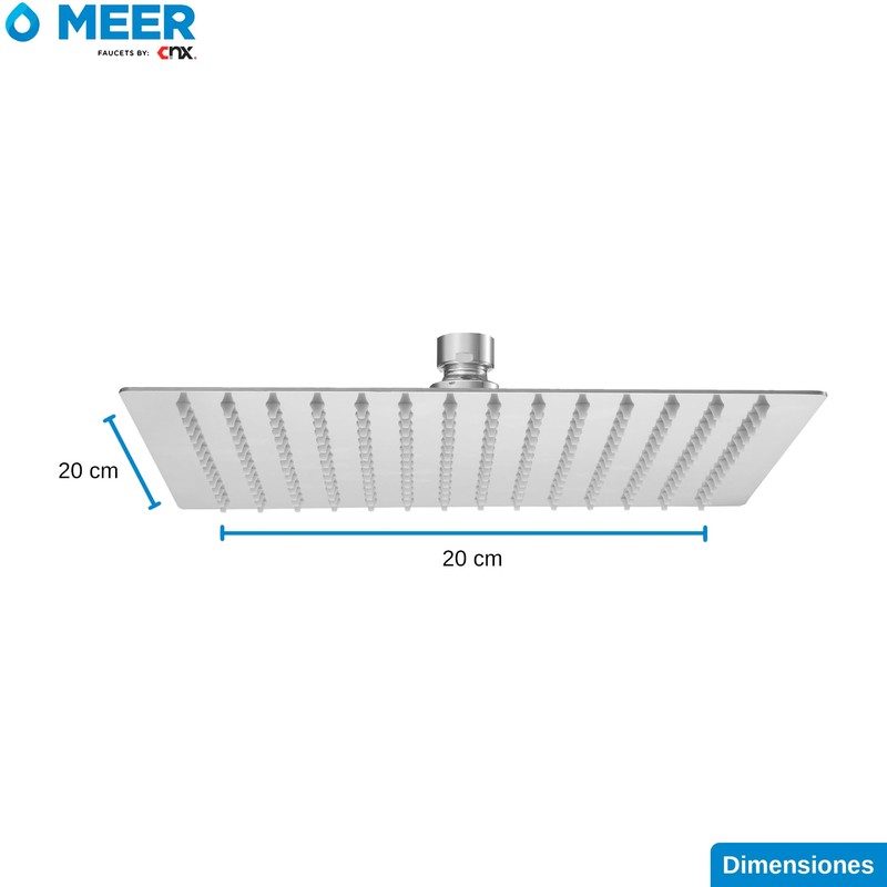MEER Faucets by CNX | Regadera Cuadrada de 20 cm,