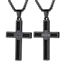 Men Christian Jewelry Black Cross for Men,Women Stainless Steel Confirmation Necklace Men's Jesus Christ Pendant Gifts for Men Dad Husband Boyfriend