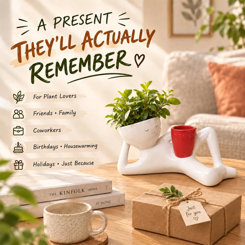 Funny Plant Pots, Lazy Guy Face Planter, Succulent Pot, Unique
