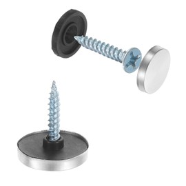 uxcell 24pcs Screw Covers Caps, 20mm Dia Stainless Steel Mirror Screws Decorative Cover Caps Nails Convex Gasket Mirror Screw Fasteners for Sign Advertising Hardware Construction, Silver