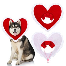 Geyoga Valentine's Day Dog Costume Cute Pet Hat Clothes Red Love Hearts Heart Shaped Headwear for Cats Dogs Dress Up Adjustable Birthday Holiday Hat(Large)