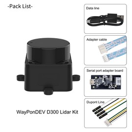 WayPonDEV FHL-LD19 360 Degree 2D Lidar Distance Sensor Kit, 10Hz Scan Rate and 12m Distance Lidar Scanner Module for Smart Obstacle/Robot/Maker Education Indoor/Outdoor