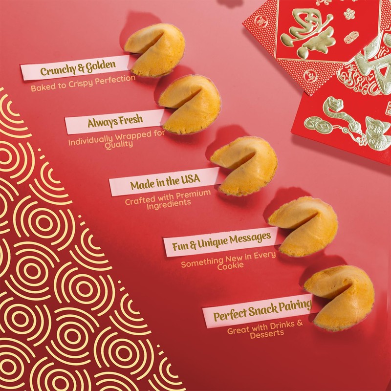 Snackathon Fortune Cookies, Individually Wrapped, Bulk Pack, Premium USA Made