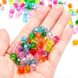 Pack of 620 8 mm Crystal Glass Beads, Faceted Glass Beads, Colourful Glass Beads, Round Faux Pearls, Multicoloured Assorted Beads, Mixed Craft Beads for Crafts, Bracelets, Jewellery