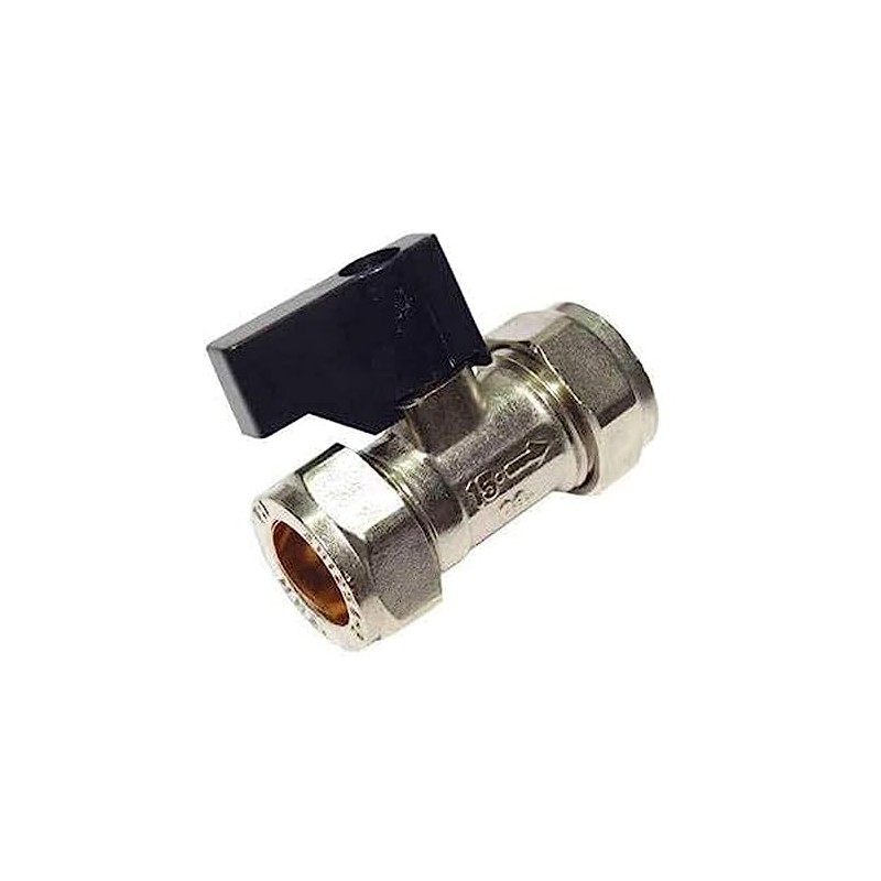 NPH 15mm Compression Isolation Valve with Black Lever Handle