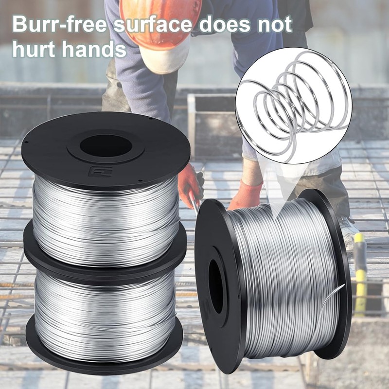 Steel Rebar Tie Wire Coil 10 Rolls, 1/32" 0.8 mm