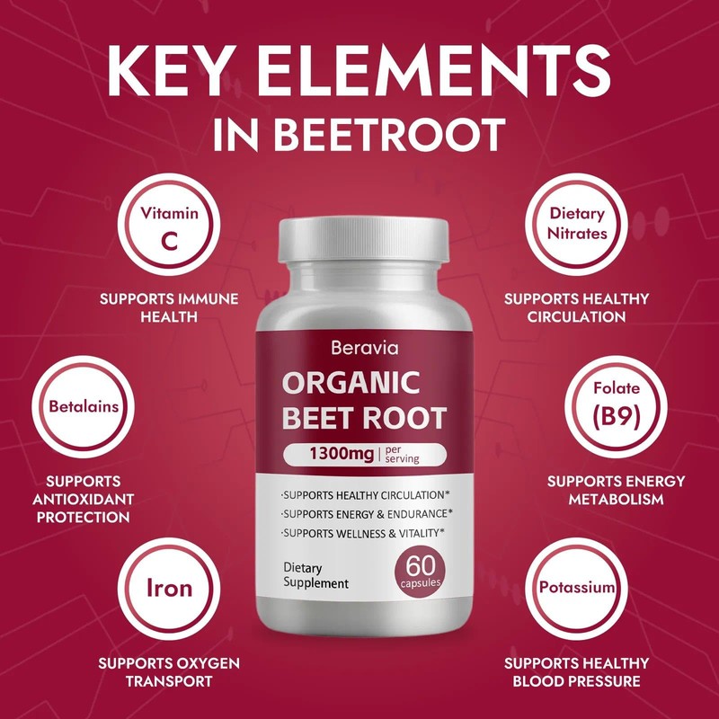 Beravia Beet Root Capsules | Antioxidant Formula - Vegan, Non-GMO,