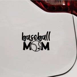 Black 6 Inches - Baseball Mom Heart Inside Text Sticker Decal Vinyl - No Background Die Cut for Car Boat Laptop Cup