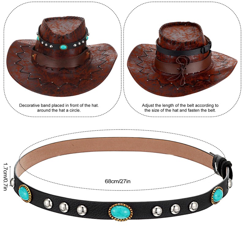 Telooco Cowboy Hat Band Leather Hat Bands for Cowboy Hats