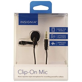 INSIGNIA Lavalier Microphone Clip on Mic Made for Mobile, Optimized for Voice, Improved Audio, Black