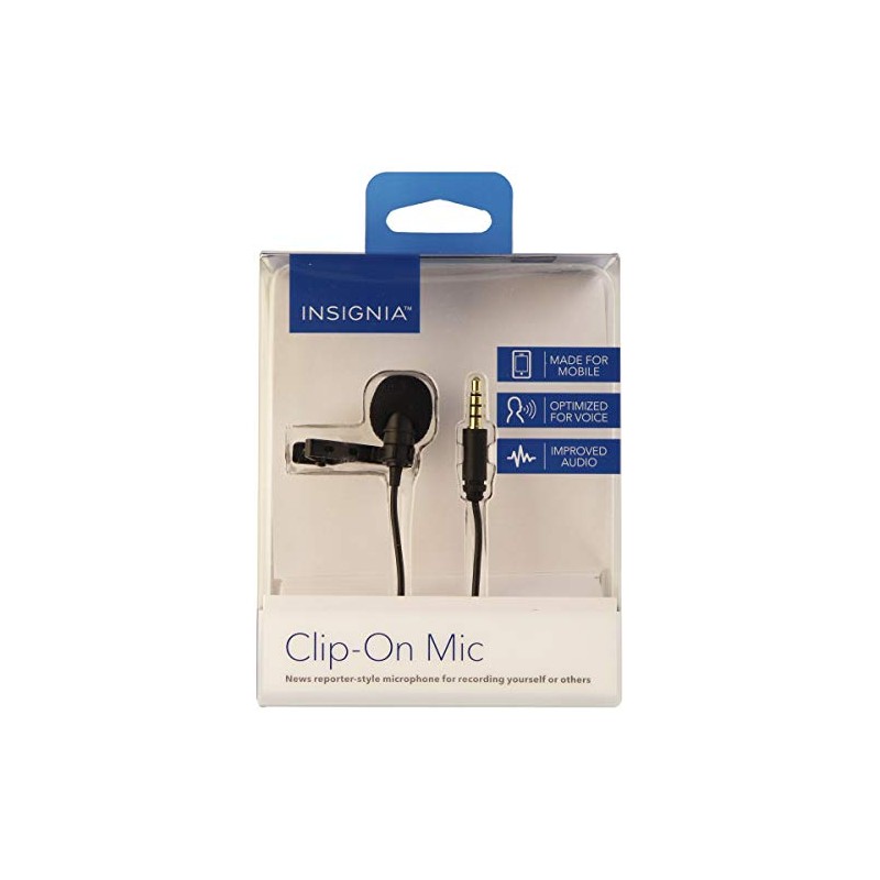 INSIGNIA Lavalier Microphone Clip on Mic Made for Mobile, Optimized