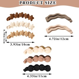 8 Pcs Bow Banana Clips Flower Banana Hair Clips Wavy Shape Large Banana Claw Clips Matte Strong Hold Ponytail Holder Clip Hair Jaw Clips Barrettes Styling Accessories for Women Girls Thick Thin Hair