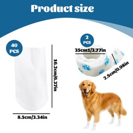 YREYBN Dog Paw Bandage, 40 Disposable Dog Boots for Injured Paws with 2 Rolls Pet Tape, Waterproof Dog Paw Protectors to Stop Licking, Ideal for Post-Surgery Recovery and Outdoor Protection