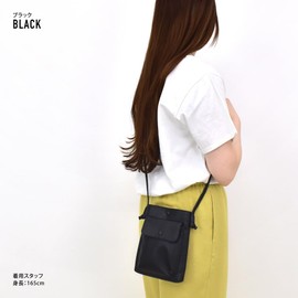 mignon act0008 Shoulder Bag, Smartphone Shoulder Bag, Cross-body Leather, Lightweight, Small, Simple, Mini Bag, Mobile Shoulder Sub Bag, Black