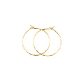 5/8 Inch Thin Small Solid 14k Yellow Gold Sleeper Hoop Earrings