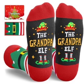 HAPPYPOP Christmas Gifts Stocking Socks - Secret Santa Socks Xmas Stocking Stuffers for Him Grandpa - Grandpa Christmas Gifts in Red