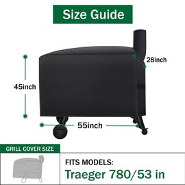 Pellet Grill Cover for Traeger Texas Pro 780/34 Grills, UV Fade Resistant Grill Cover, Heavy Duty, Waterproof, All Weather