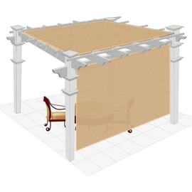 Shatex Outdoor Pergola Shade Cover Canopy for Patio Privacy Shade Screen Panel with Grommets on 2 Sides，12'x12',Beige