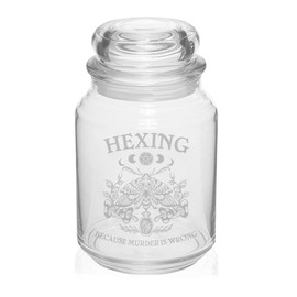 26 oz Glass Candy Jar Apothecary Storage Jar Gift Hexing Because Murder Is Wrong Death Head Moth Pagan Witch Wiccan