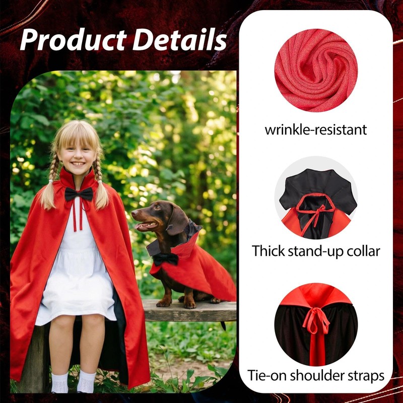 4Pcs Vampire Family Halloween Costume Set, Matching Costume for Human