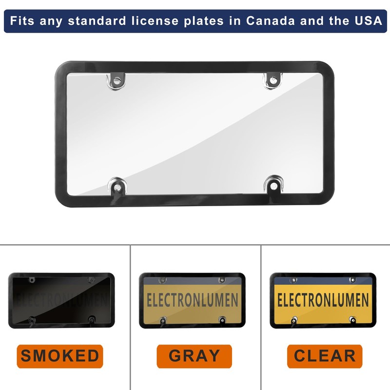 ElectronLumen License Plate Covers & Frame Holder Combo Fits Standard