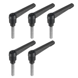 QUARKZMAN 5 Stück Verstellbarer Spannhebelgriff M6 x 30mm Metrisch 304 Edelstahl Männlicher Gewindestift Handknöpfe Druckknopf Ratschen-Drehgriffe Bolzen mit Verriegelungshebel Schwarz