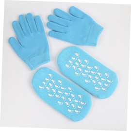 Mikinona Gel Moisturizing Cotton Spa Gloves and Socks for Cracked Dry Skin Repair Nourishing Hand and Foot Care Sky Blue Enriched Jojoba and Oils