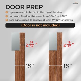 FINOSEN 38inch Concealed Sliding Barn Door Hardware with Soft Close Mechanism, Aluminum Track, Invisible Floor Track, Fit MIN Opening Width 28in, Wall Mount System(Door is not Included)
