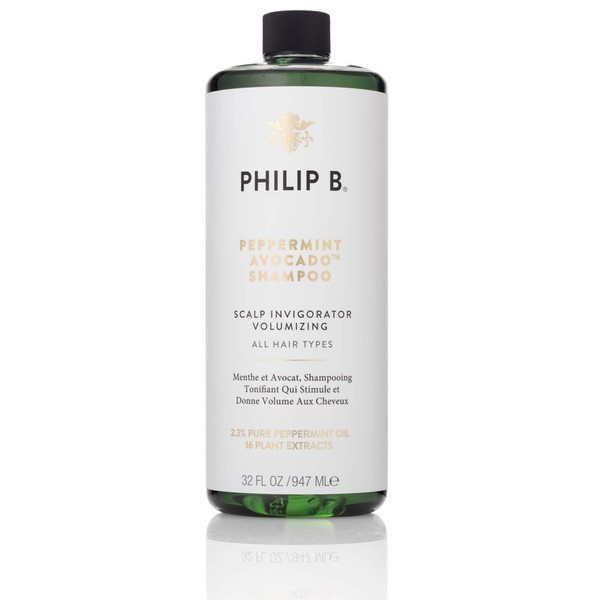 Philip B Pepperment Avocado Shampoo | Volumizing & Clarifying Shampoo Refreshes Scalp and Deep-Cleans Hair, 32 oz.