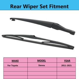 Rear Wiper Blade Arm Set Replacement for Toyota Sienna 2011-2021 Back Glass Wipers, Factory OE Style Rear Windshield Wiper Arm & Wiper Blade 85242-08020