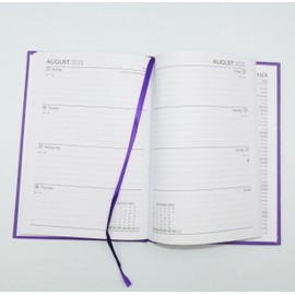Sixstore Diary 2025 A5 Week to View 2025 Diary Purple Colour Fashion A5 WTV Year Planner Desk Diary Ribbon Page Marker