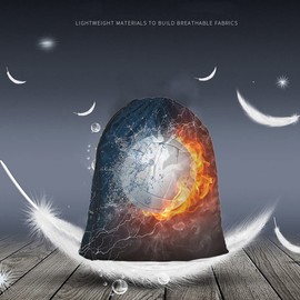 Beabes Volleyball Ball Drawstring Bags Backpack Bag Fire And Water Sport Activity Art Competition Design Team Fun Sport Gym Sack Drawstring Bag String Bag Yoga Bag for Men Women