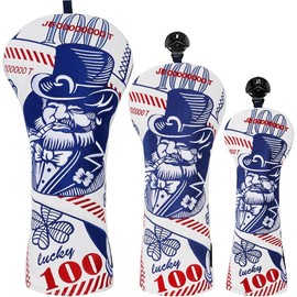 Big Teeth One Hundred Dollar Golf Wood Club Covers, Driver Headcover, Fairway ,Hybrid Golf Protector For Men, $100 Lucky Bill Golf - Color: Set of 4pcs(1,f,f,h)