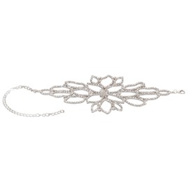 Boho Style Flower Rhinestone Upper Arm Cuff, Rhinestones Arm Bracelet Jewelry for Women (Silver)