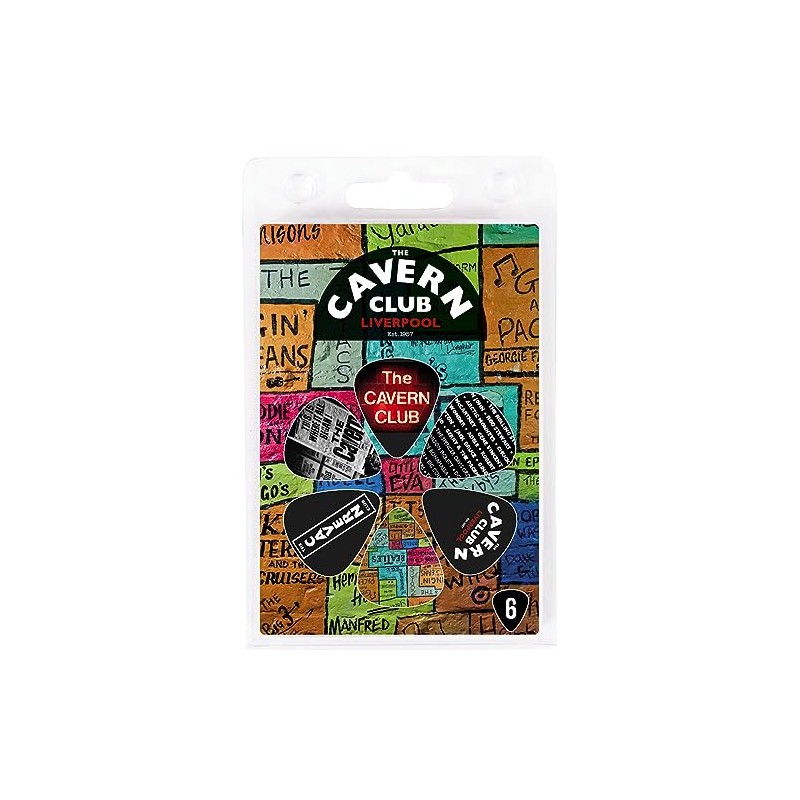 The Cavern Club 6 Pack Guitar Picks - Multicoloured, Plastic/Celluloid,