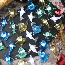 Ocean Themed Marine Life Fairy String Lights, Nautical Décor Beluga Manta Ray Sunfish Whale Shark Cute Decorative Lights USB Operated 30 LEDs 10ft for Bedroom Christmas Tree Ornaments Holiday Party