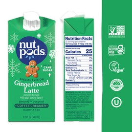 nutpods Gingerbread Latte Non Dairy Coffee Creamer, Sweetened with Organic Cane Sugar, Made from Almonds and Coconuts, Gluten Free, Non-GMO, Vegan, Kosher, Plant Based (3-Pack)