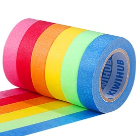 KIWIHUB Colored Masking Tape, Colored Painters Tape Colorful Craft Tape for Kids, Labeling, Arts, Crafts, Coding, School Projects, Party Decorations, 6 Rolls, 0.59 Inch Wide x 13 Yards Long