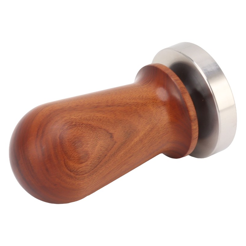 Coffee Tamper with Flat Stainless Steel Base Wooden Handle Coffee
