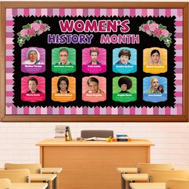 Womens History Month Bulletin Board Decorations Set, Women's History Month Motivational Quotes Posters Women in History Classroom Decorations for Primary Middle High School Library Office Wall