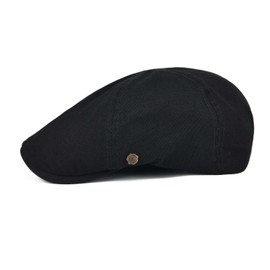 VOBOOM Cotton Flat Cabbie Hat Gatsby Ivy Irish Hunting Newsboy Cap (Black)