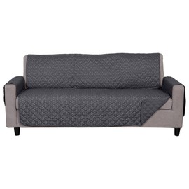 Furhaven Water-Resistant & Reversible Sofa/Couch Cover Protector for Dogs, Cats, & Children - Quilted Polka Paw Living Room Furniture Cover - Gray Brown, Sofa