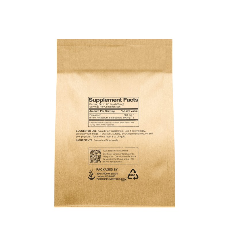 Pure Original Ingredients Potassium Bicarbonate (1lb) Natural, Food Safe, Electrolyte,