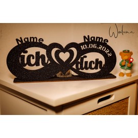 Waluna® ich Liebe Dich Liebesgeschenk Jahrestag Geschenk Teelichthalter personalisiert mit Zwei Namen und Datum Unendlichkeitszeichen in 12 Farben kerzenhalter Gechenk Tischdeko