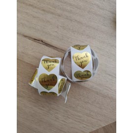 100 THANK YOU Heart Reflective Gold Envelope Seal Labels Packing Party Favors