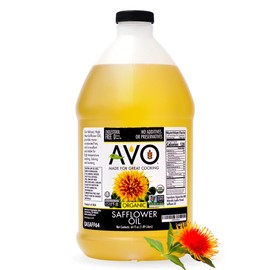 AVO ORGANIC High Oleic SAFFLOWER Oil Frying, Baking, Non-stick Sautéing, Salads, Vinaigrette, Marinades, Pan Coating, General Cooking 64 Fl-oz (Half a Gallon), NO preservatives added, Naturally Processed