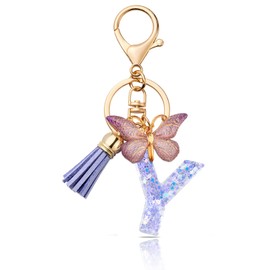 MORSUNBELA Keychain Ring Key Chains for Ladies Cute Initial Letter Keychains Y Key Chain